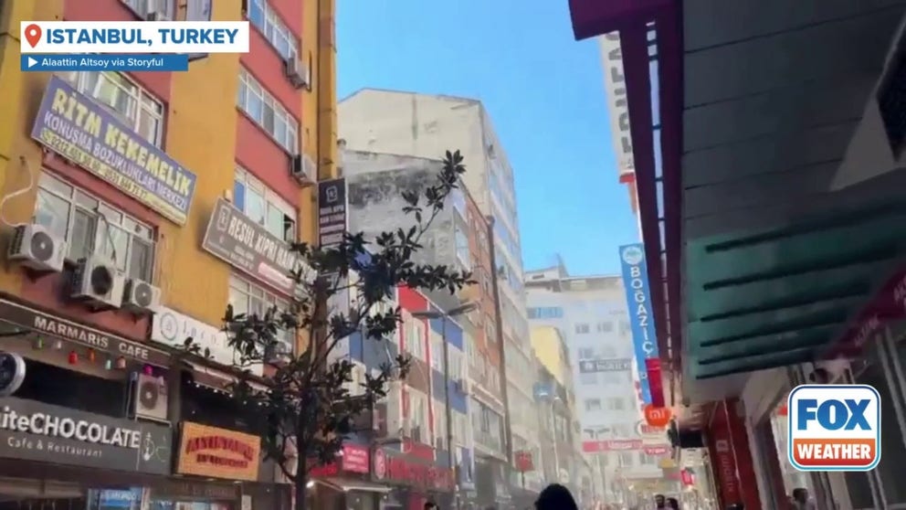 Footage recorded on an Istanbul street showed the effects of a magnitude 6.2- earthquake that was felt in the Turkish city on Wednesday, April 23, 2025. 