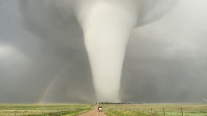 A massive tornado seen from Wellfleet, Nebraska on Monday, June 17, 2025.